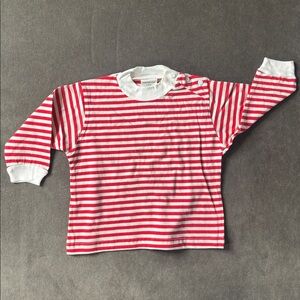 Kids Fashion 2000 Unisex Red White Striped Long Sleeve Top 100% Cotton 12m NEW